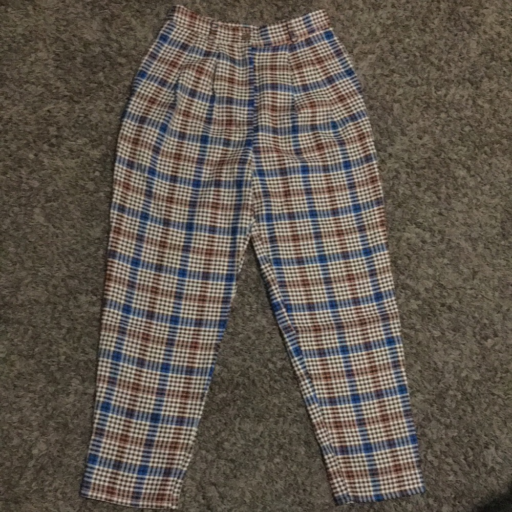 Plaid high waisted pants